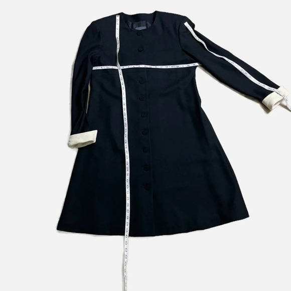 Kay Unger New York Coat Dress Jacket Wool Button Front Black Ivory Rare Formal - Picture 16 of 16